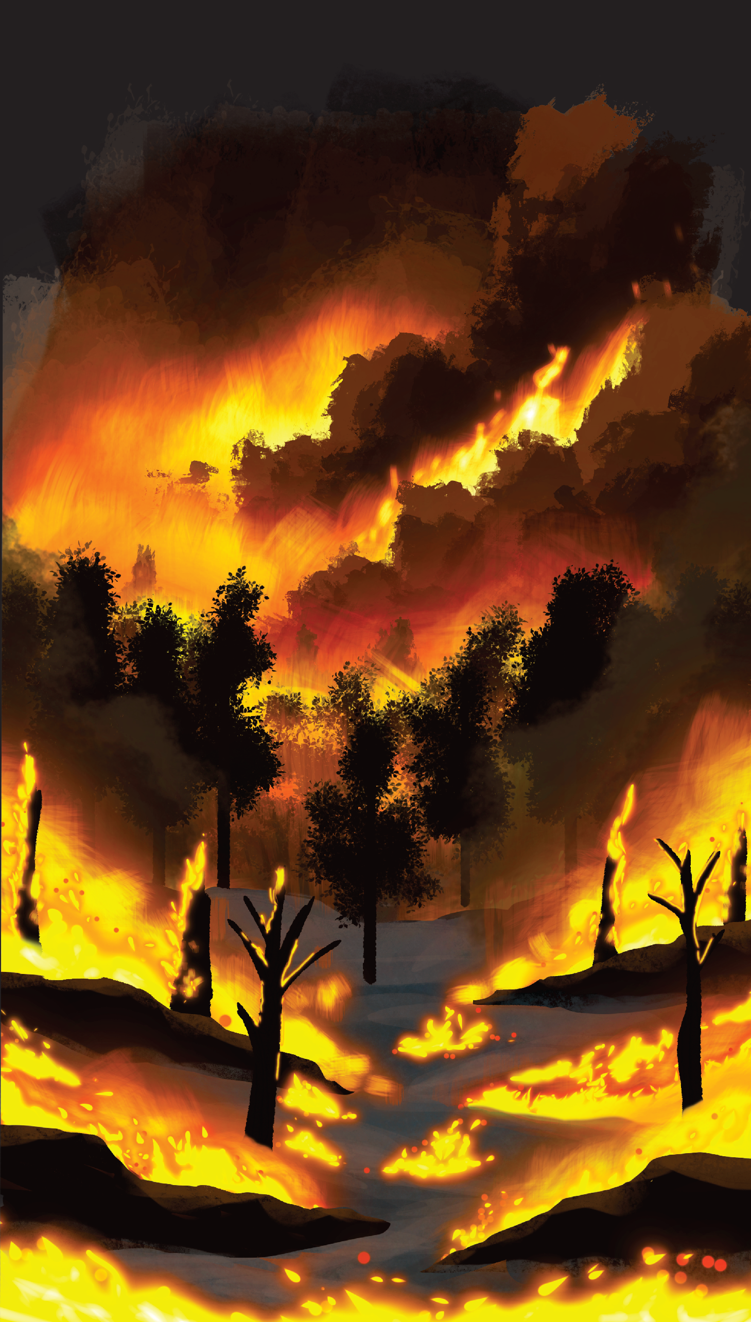 Ilustrasi kebakaran hutan dan lahan ILUSTRATOR : FAHRI ASMIN / KENDARI POS