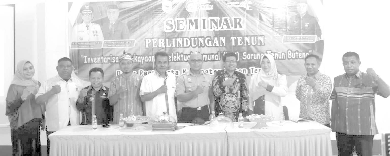 Foto bersama para stakeholder dalam seminar perlindungan tenun yang diselenggarakan oleh Dispar Buton Tengah.