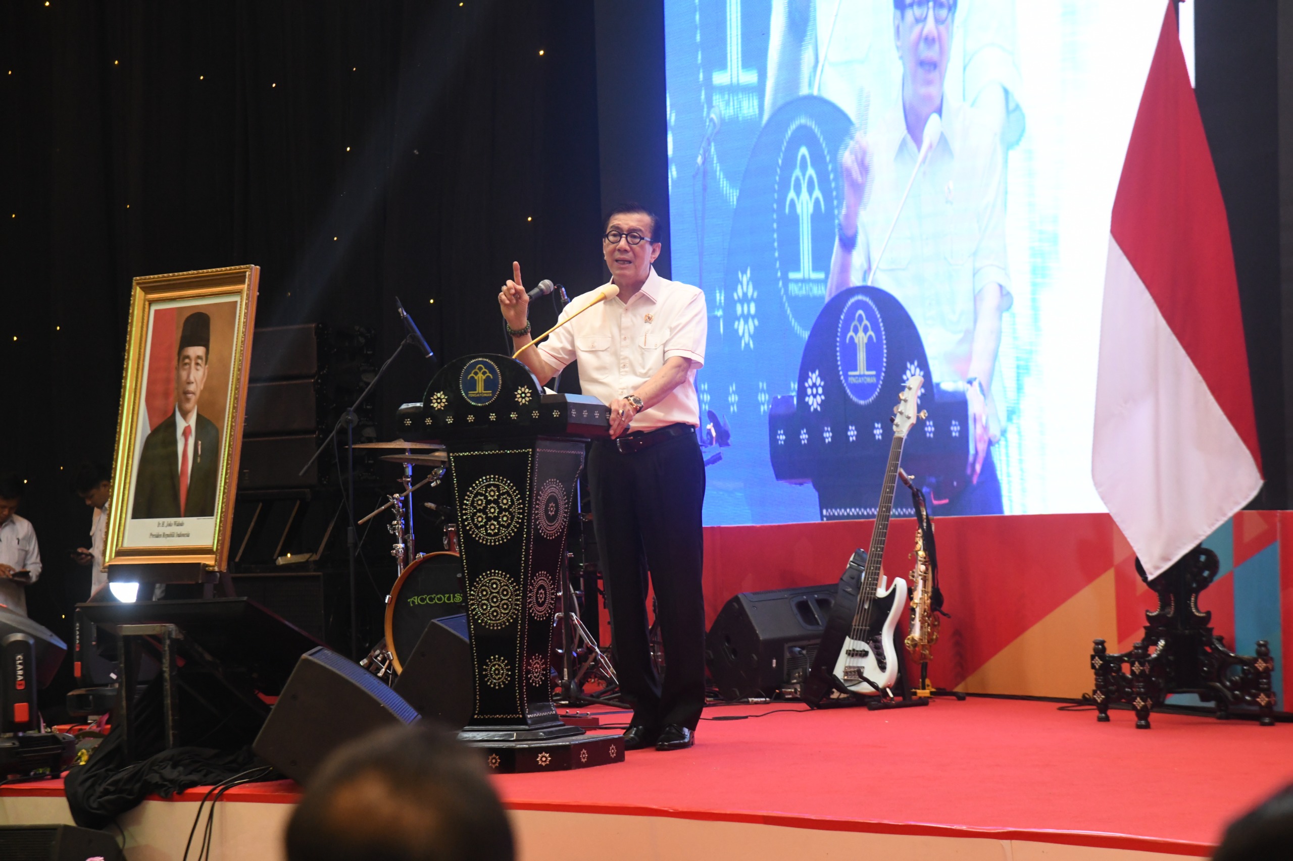 Menkumham Yasonna H. Laoly memimpin refleksi akhir tahun 2023 di Hotel Borobudur Jakarta, kemarin. (IST)