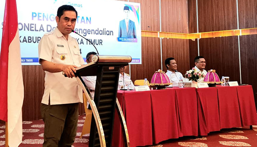 IMPLEMENTATASI PERENCANAAN : Sekab Koltim, Andi Muh. Iqbal Tongasa ketika membuka acara pelaksanaan penginputan kegiatan fisik/konstruksi pada aplikasi Simonela dan e-Pengendalian tahun 2024.(DISKOMINFO KABUPATEN KOLTIM FOR KENDARI POS)