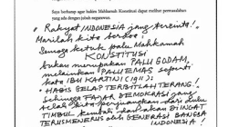 Tulisan tangan Megawati dalam dokumen pendapat sahabat pengadilan (amicus curiae)yang diserahkan kepada MK.