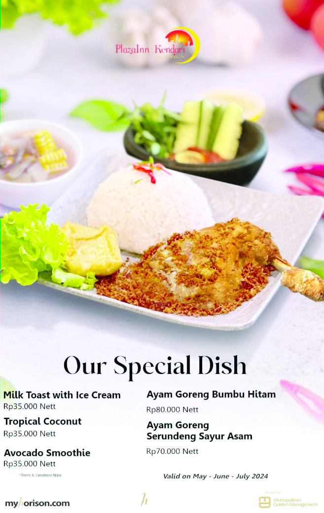 Flayer promo our spesial dish PlazaInn Kendari. (PLAZAINN KENDARI)