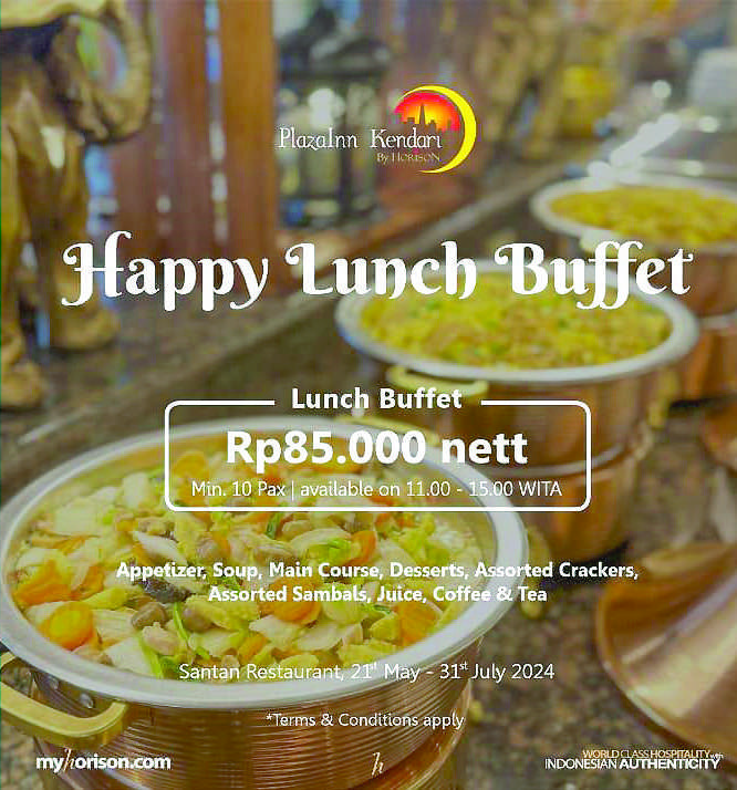 Pamflet happy lunch buffet PlazaInn Kendari. (PlazaInn Kendari)