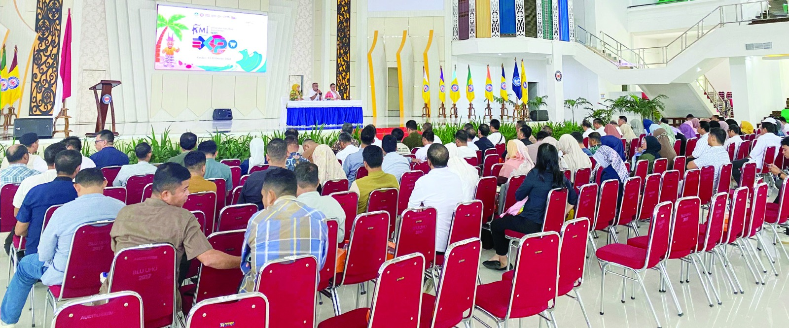 Suasana rapat pelaksana KMI Expo XV tahun 2024, di Auditorium Mokodompit UHO, Jumat (14/9).(EWIN ENDANG SAHPUTRI/KENDARI POS)