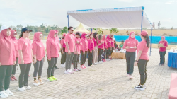 Suasana pelantikan pengurus ISDMI Kendari dan Konsel di kawasan Kolam Retensi Kendari, kemarin. (IST)