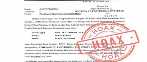 SURAT PERMINTAAN SUMBANGAN : Kutipan surat permintaan sumbangan kepada masyarakat. Surat tersebut dinyatakan hoax oleh Pemkot Kendari. (AGUS SETIAWAN/KENDARI POS)