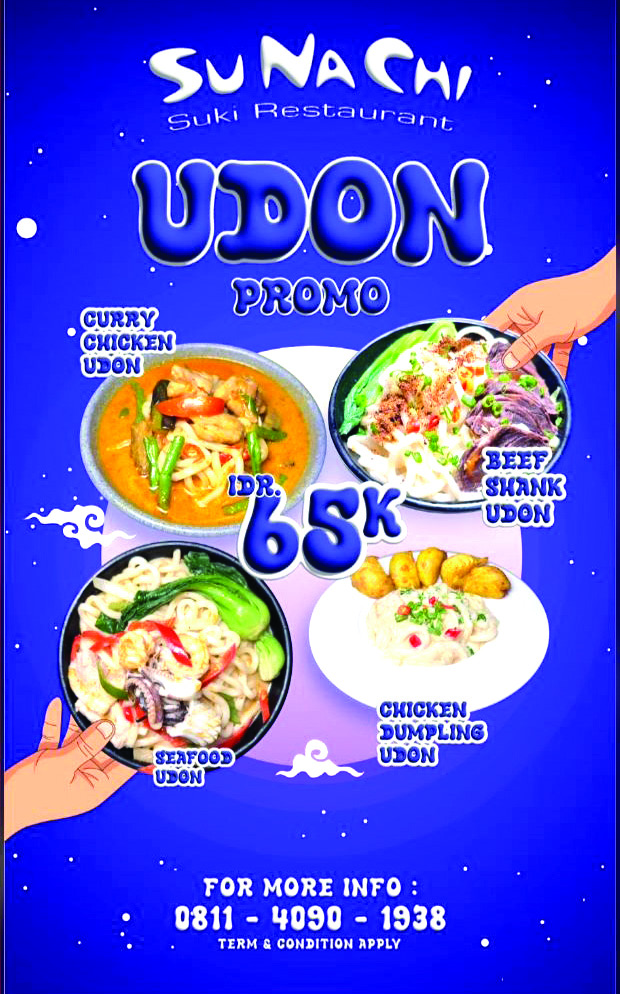 Paket Promosi “Udon” di SuNaChi Suki Restaurant dengan harga terjangkau di Hotel Claro Kendari. (HOTEL CLARO KENDARI)