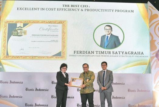 PT Pegadaian meraih dua penghargaan sekaligus di ajang Bisnis Indonesia TOP BUMN Awards 2024. (Dok Pegadaian)