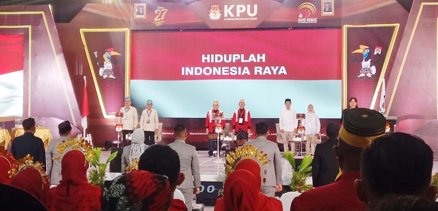 Tiga Paslon kepala daerah beradu gagasan visi dan misi masing-masing yang difasilitasi KPU Koltim dalam debat kandidat.