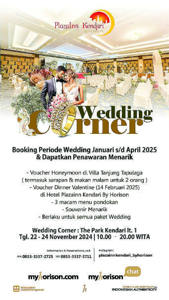 Pamflet promo Paket Wedding Corner PlazaInn Kendari by Horison. (IST)