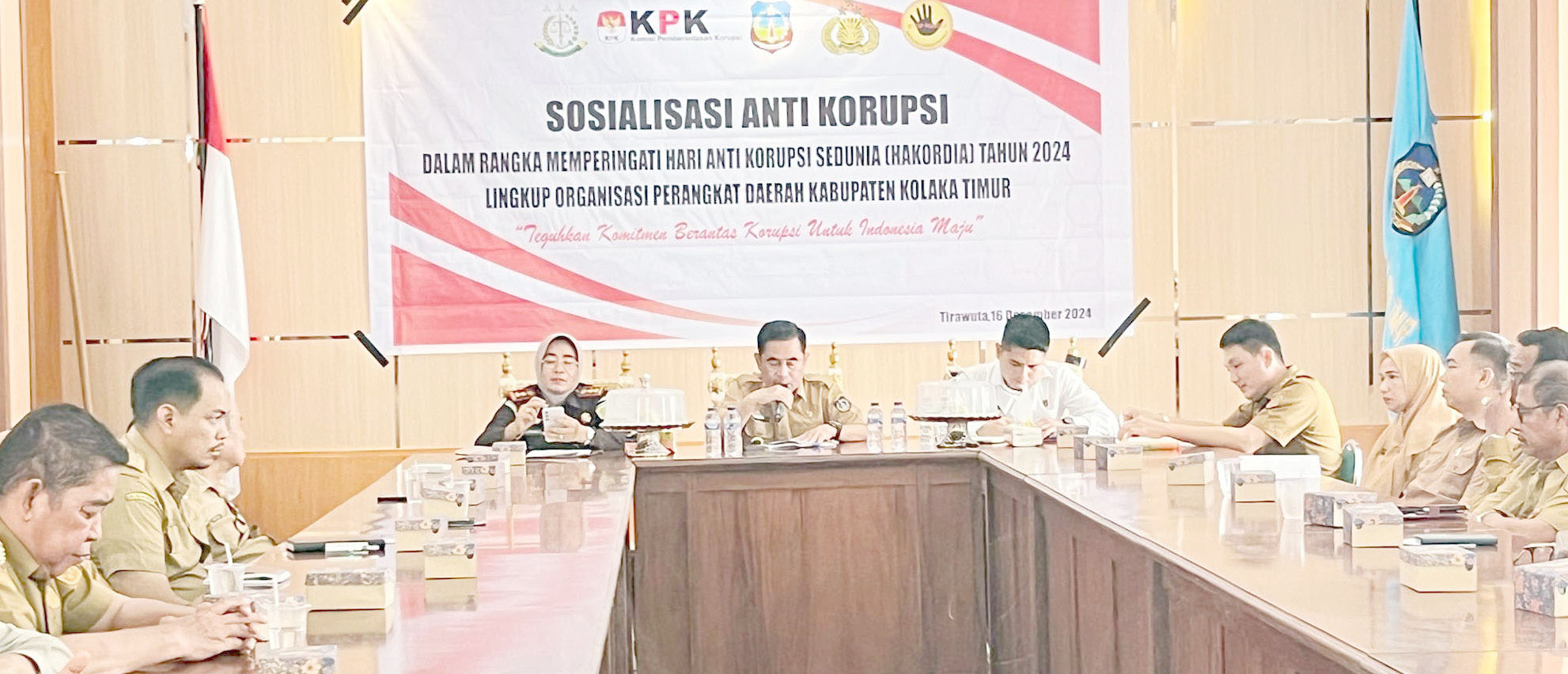 CEGAH PENYIMPANGAN : Kegiatan sosialisasi anti korupsi dalam rangka memeringati hari anti korupsi sedunia tahun 2024 di lingkup OPD Pemkab Koltim.