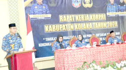 KORPRI: Pj Bupati Kolaka, Muhammad Fadlansyah, saat membuka rapat kerja Korpri Kabupaten Kolaka tahun 2024, baru-baru ini.