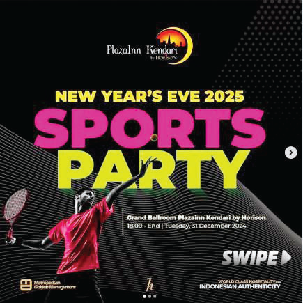 Flayer Sports Party New Year’s Eve PlazaInn Kendari by Horison.